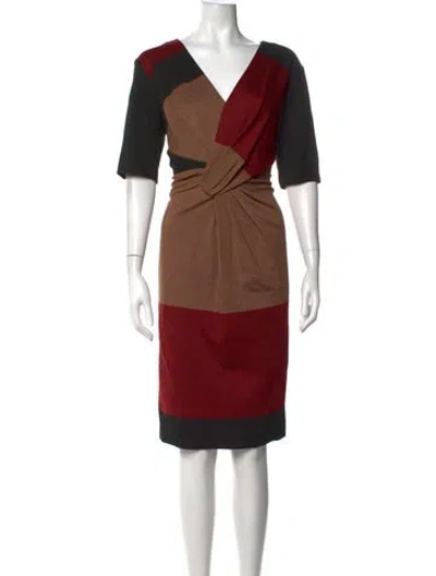 Pre-owned Escada Colorblock Pattern Knee-length Dress In Black