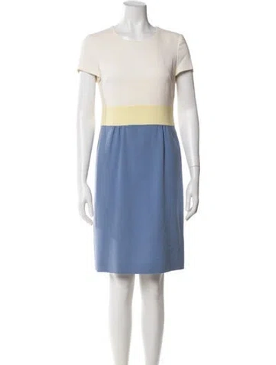 Pre-owned Escada Colorblock Pattern Knee-length Dress In Blue