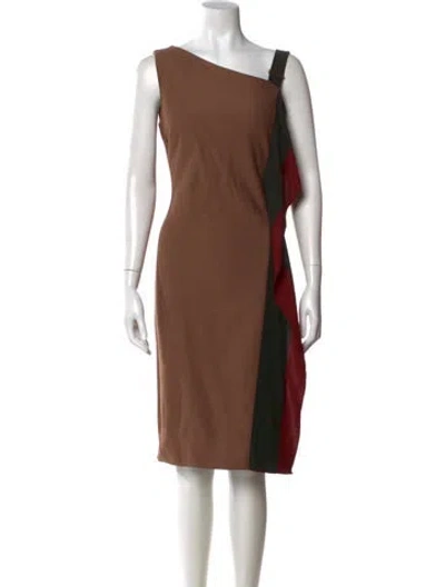 Pre-owned Escada Colorblock Pattern Knee-length Dress In Brown