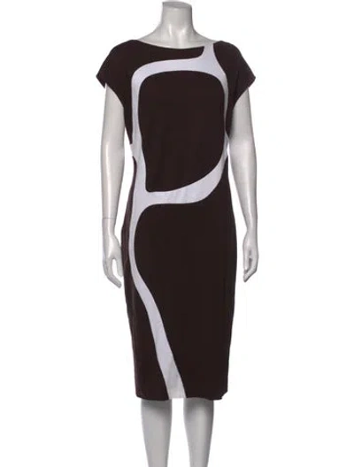 Pre-owned Escada Colorblock Pattern Knee-length Dress In Brown