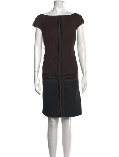 Pre-owned Escada Colorblock Pattern Knee-length Dress In Brown