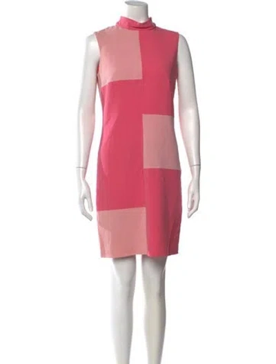 Pre-owned Escada Colorblock Pattern Knee-length Dress In Pink
