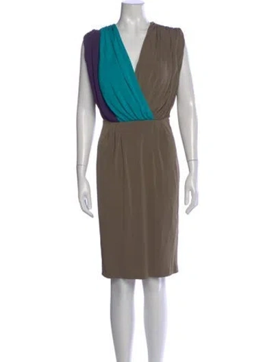 Pre-owned Escada Colorblock Pattern Knee-length Dress W/ Tags In Green