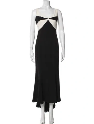 Pre-owned Escada Colorblock Pattern Long Dress In Black