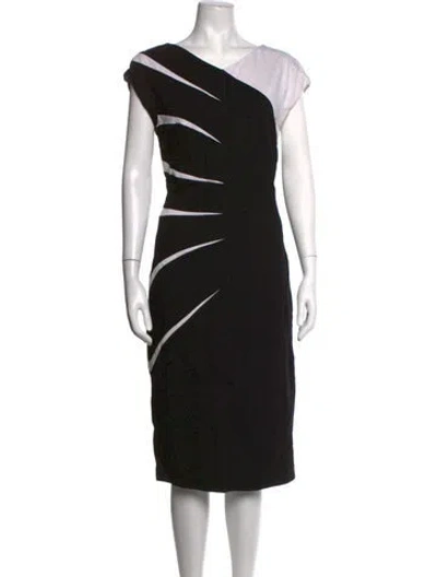 Pre-owned Escada Colorblock Pattern Midi Length Dress In Black