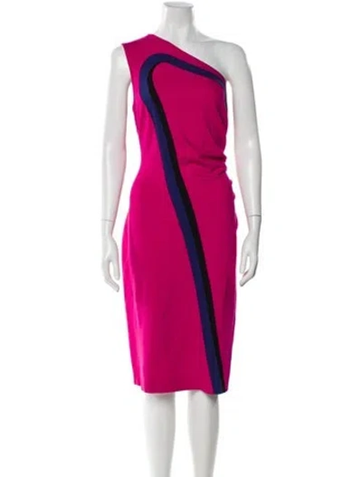 Pre-owned Escada Colorblock Pattern Midi Length Dress In Pink