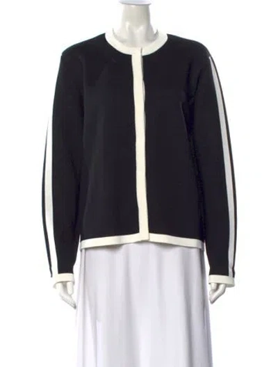Pre-owned Escada Colorblock Pattern Open Front Sweater In Black