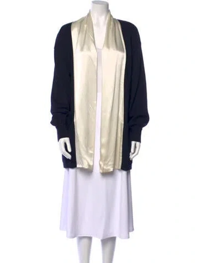 Pre-owned Escada Colorblock Pattern Open Front Sweater In Neutral