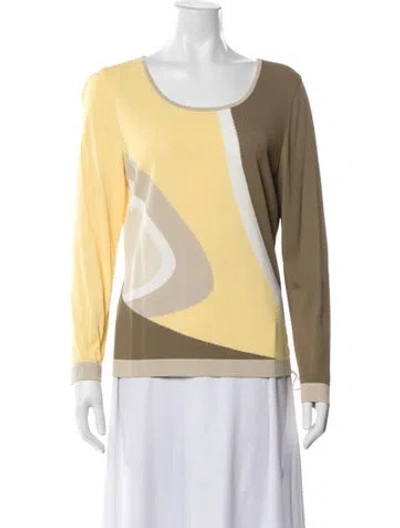 Pre-owned Escada Colorblock Pattern Scoop Neck Top In Neutral