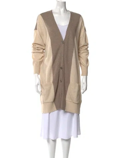 Pre-owned Escada Colorblock Pattern V-neck Sweater In Neutrals
