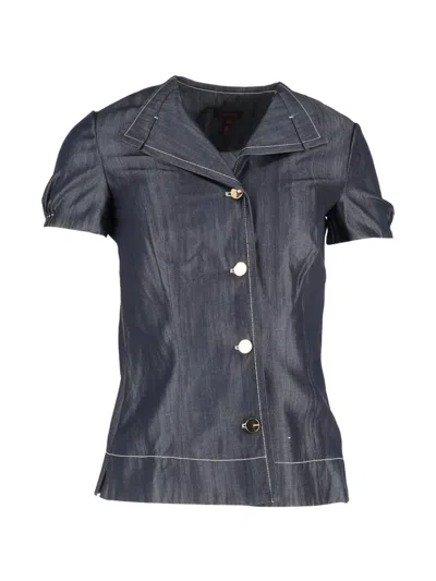 Pre-owned Escada Cotton Short-sleeve Blazer In Gray