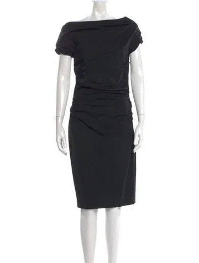 Pre-owned Escada Cowl Neck Knee-length Dress In Black