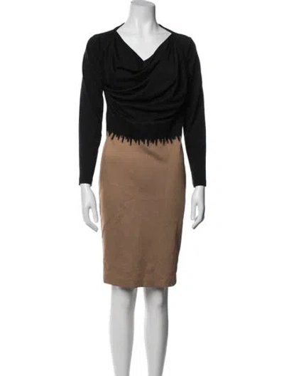 Pre-owned Escada Cowl Neck Knee-length Dress In Black