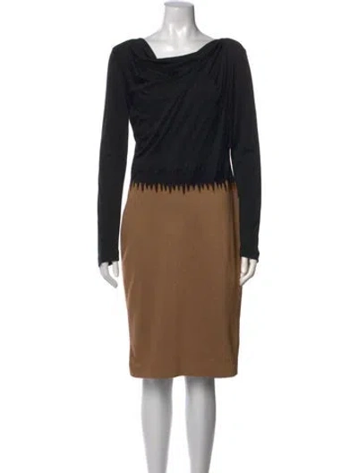 Pre-owned Escada Cowl Neck Knee-length Dress In Black