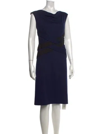 Pre-owned Escada Cowl Neck Knee-length Dress In Blue