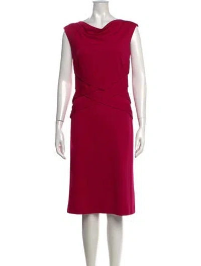 Pre-owned Escada Cowl Neck Knee-length Dress In Pink