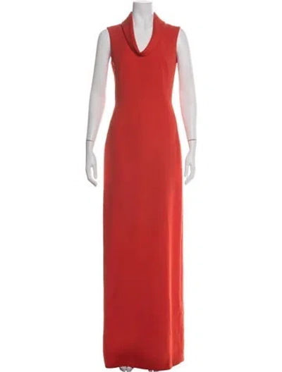 Pre-owned Escada Cowl Neck Long Dress In Orange