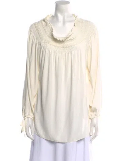 Pre-owned Escada Cowl Neck Long Sleeve Tunic In Neutral