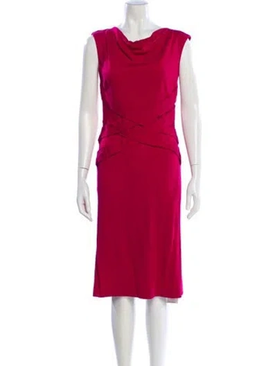 Pre-owned Escada Cowl Neck Midi Length Dress In Pink