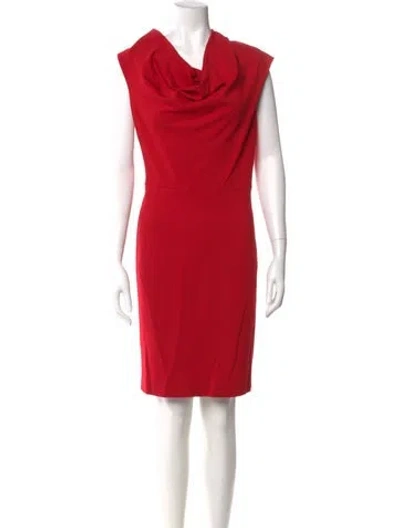 Pre-owned Escada Cowl Neck Mini Dress In Red