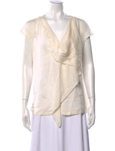 Pre-owned Escada Cowl Neck Short Sleeve Blouse In Neutral