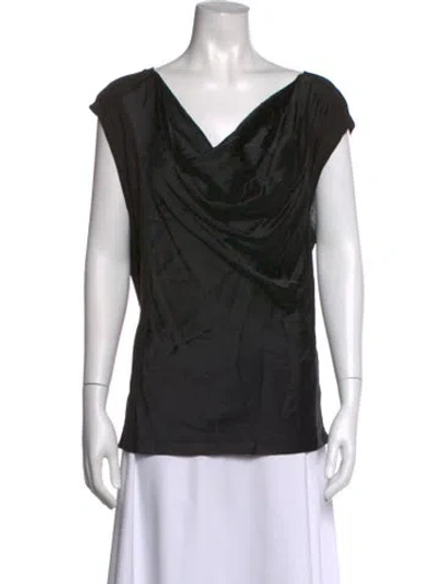 Pre-owned Escada Cowl Neck Short Sleeve Top In Black