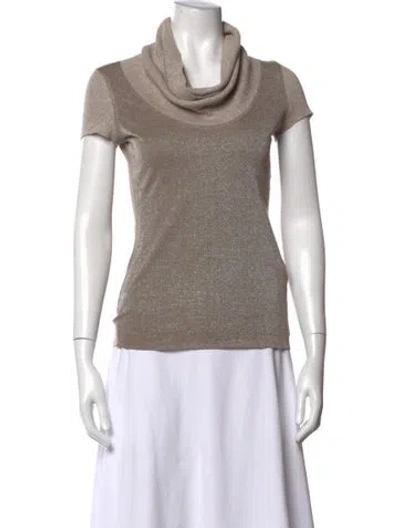 Pre-owned Escada Cowl Neck Short Sleeve Top In Grey