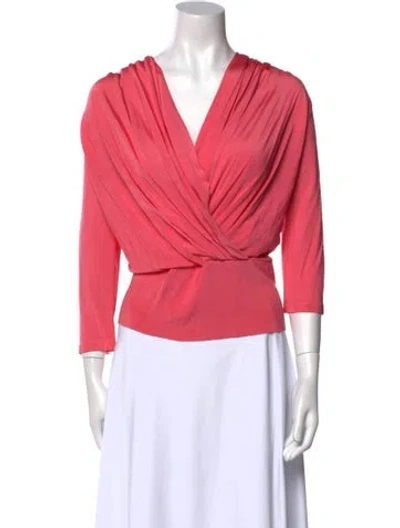 Pre-owned Escada Cowl Neck Three-quarter Sleeve Blouse In Pink