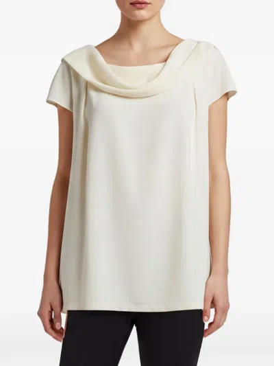 Pre-owned Escada Cowl-neck Silk Blouse In Neutral
