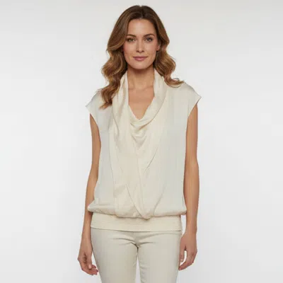 Pre-owned Escada Cream Ruffle Detail Silk Sleeveless Blouse M In White