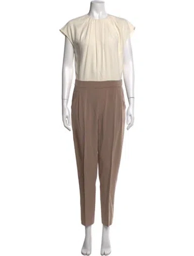 Pre-owned Escada Crew Neck Jumpsuit In Neutrals
