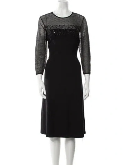 Pre-owned Escada Crew Neck Knee-length Dress In Black
