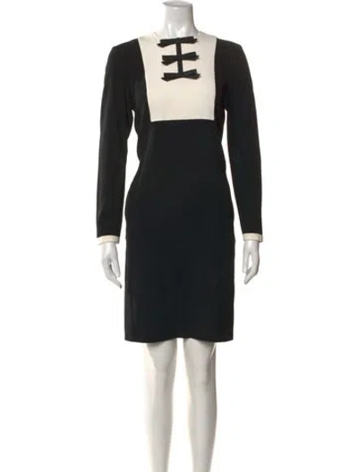 Pre-owned Escada Crew Neck Knee-length Dress In Black