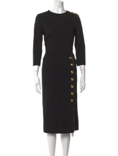 Pre-owned Escada Crew Neck Knee-length Dress In Black