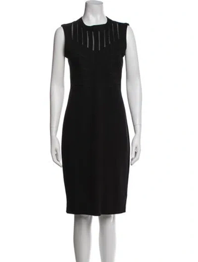 Pre-owned Escada Crew Neck Knee-length Dress In Black