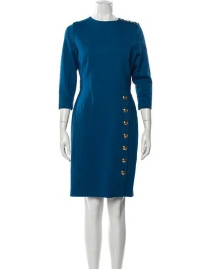 Pre-owned Escada Crew Neck Knee-length Dress In Blue