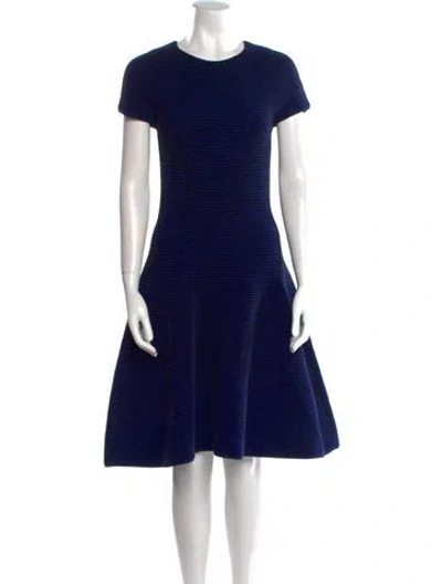 Pre-owned Escada Crew Neck Knee-length Dress In Blue