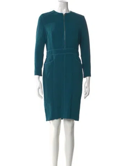Pre-owned Escada Crew Neck Knee-length Dress In Blue