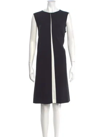 Pre-owned Escada Crew Neck Knee-length Dress In Blue