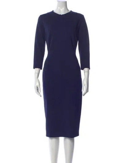Pre-owned Escada Crew Neck Knee-length Dress In Blue