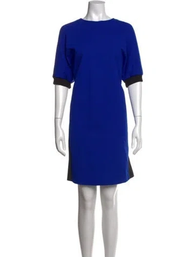 Pre-owned Escada Crew Neck Knee-length Dress In Blue