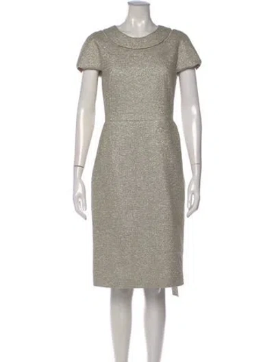 Pre-owned Escada Crew Neck Knee-length Dress In Gold