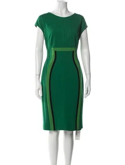 Pre-owned Escada Crew Neck Knee-length Dress In Green