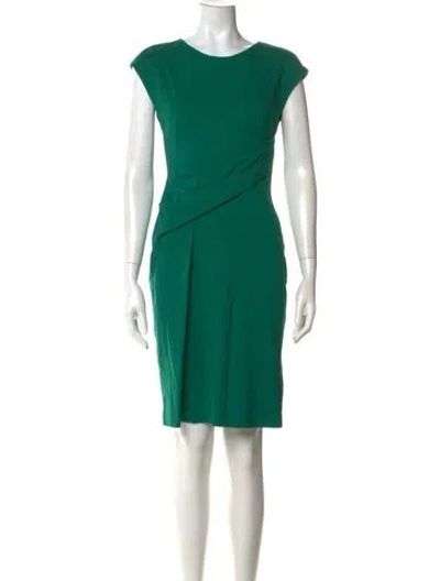 Pre-owned Escada Crew Neck Knee-length Dress In Green
