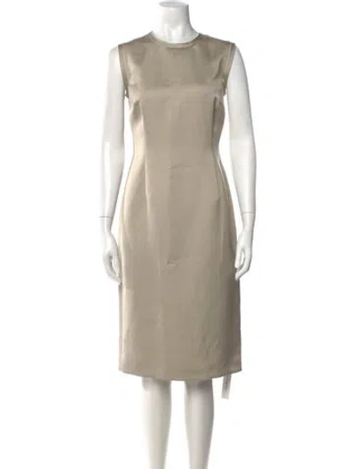 Pre-owned Escada Crew Neck Knee-length Dress In Neutrals