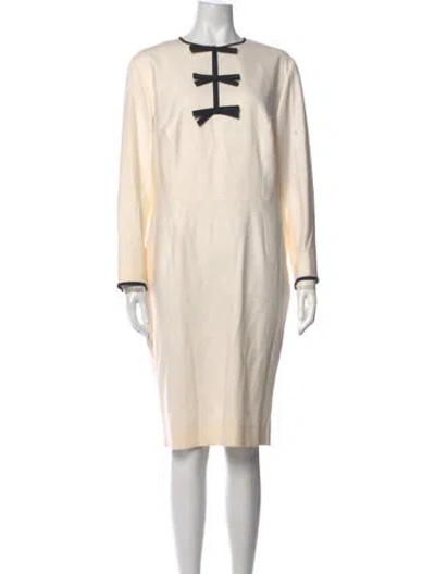 Pre-owned Escada Crew Neck Knee-length Dress In Neutrals