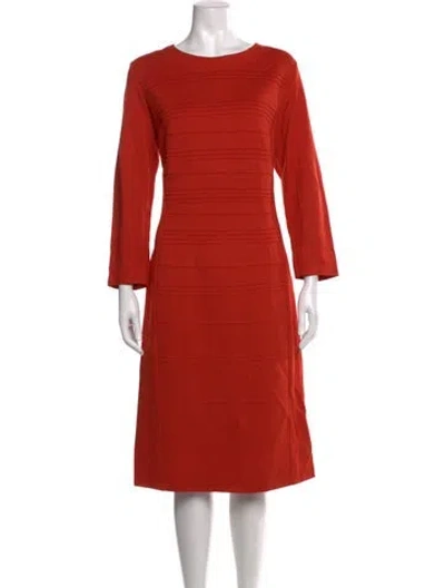 Pre-owned Escada Crew Neck Knee-length Dress In Orange