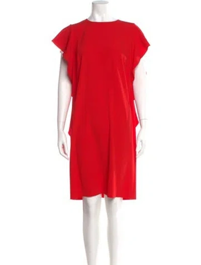 Pre-owned Escada Crew Neck Knee-length Dress In Red