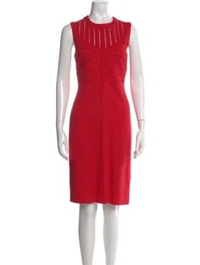 Pre-owned Escada Crew Neck Knee-length Dress In Red