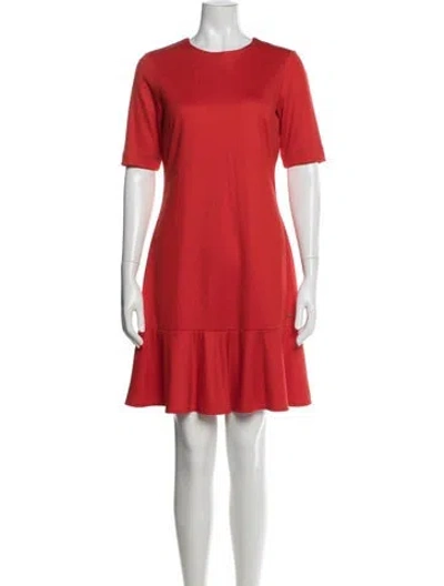 Pre-owned Escada Crew Neck Knee-length Dress In Red